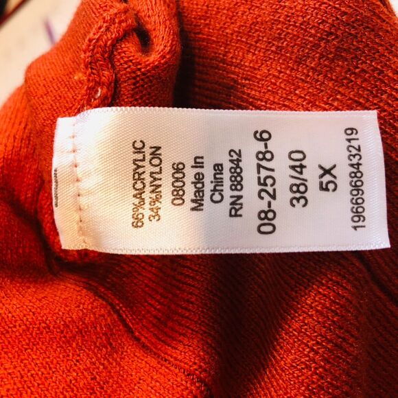 Roaman's Women's Long Sleeve Popover Sweater Knit Pullover Orange Size 5X 38/40 - Picture 5 of 5